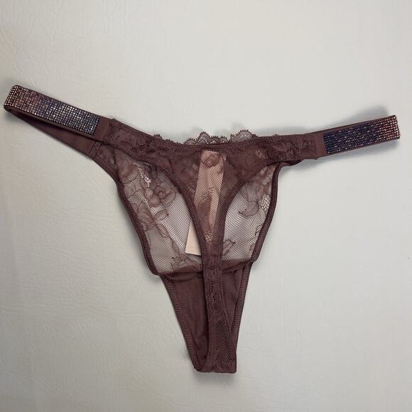 2 Victoria's Secret Very Sexy Rhinestone Shine Logo Thong String Panties S.XL - Picture 9 of 12